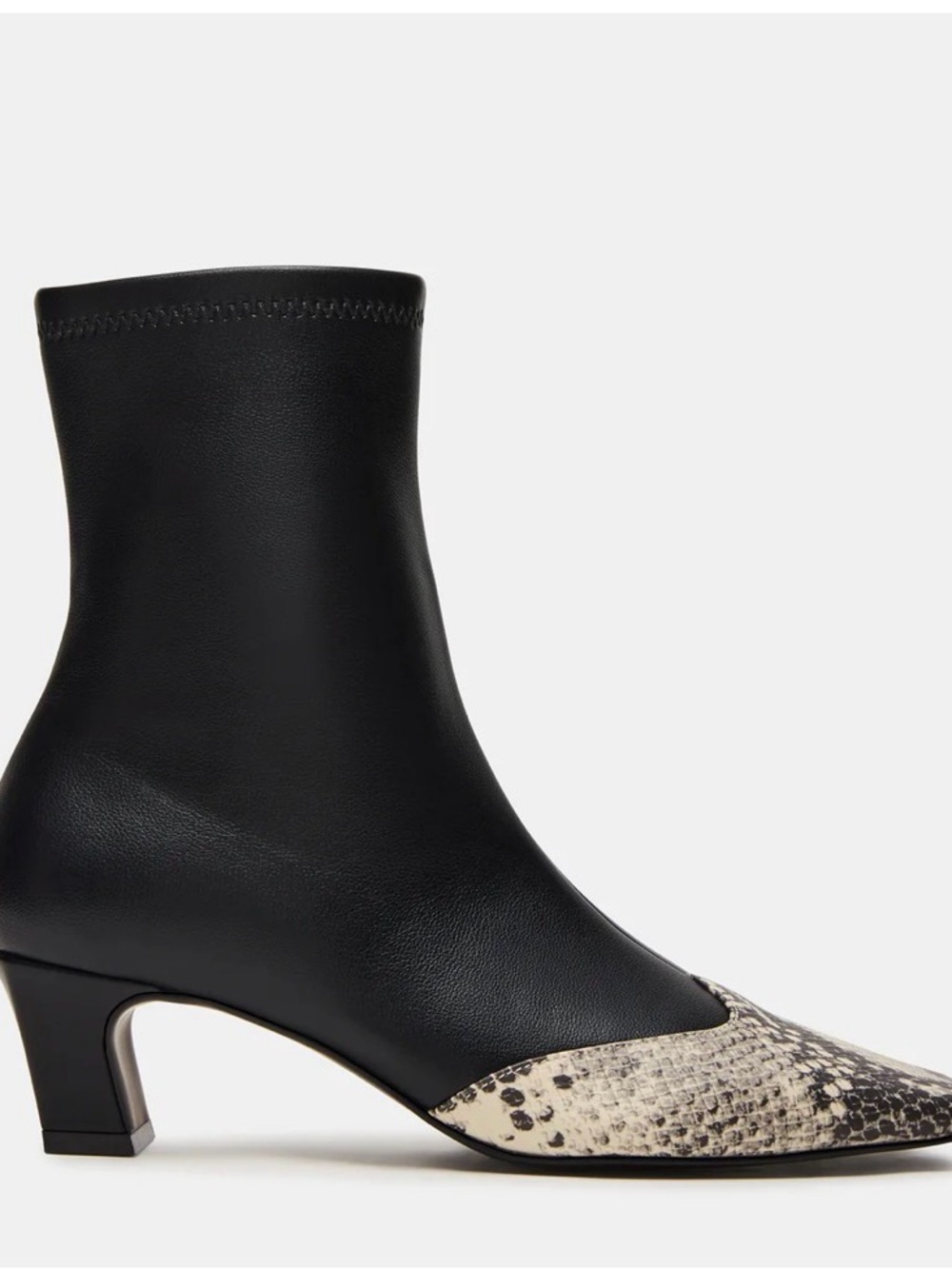Steve Madden Jeter- Black Ankle Boot with Snakeskin Toe